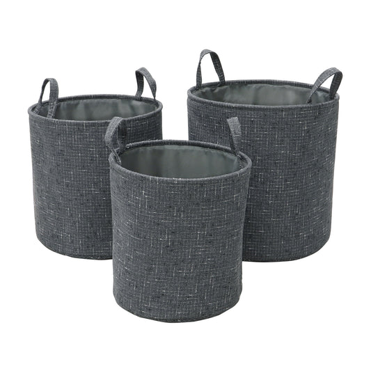 Shadow Set Of 3 Round Fabric Storage Baskets