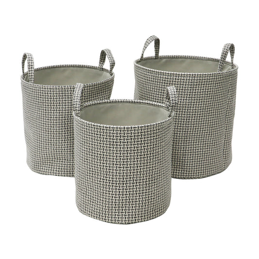 Silva Set Of 3 Round Fabric Storage Baskets