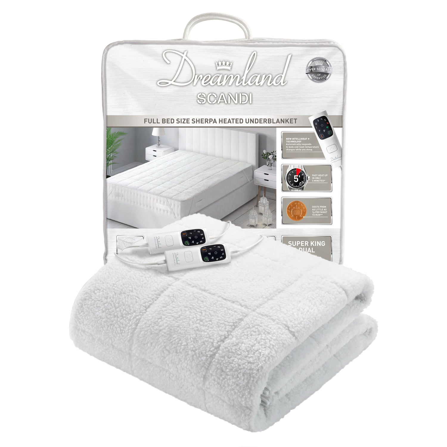 Dreamland Scandi Sherpa Heated Under Blanket