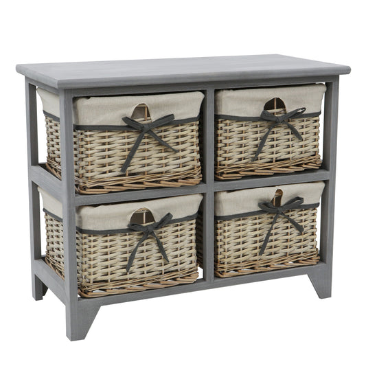 Sherborne Grey Willow 2x2 Drawer Wide Storage Unit