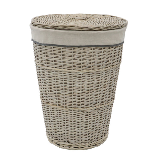 Arianna Antique Wash Round Willow Laundry Basket