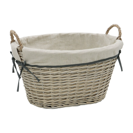 Arianna Antique Wash Oval Willow Storage Basket - Large
