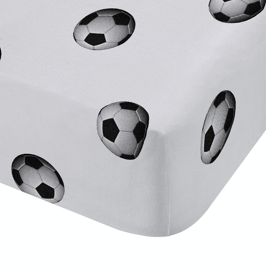 Catherine Lansfield Black And White Football Fitted Sheet