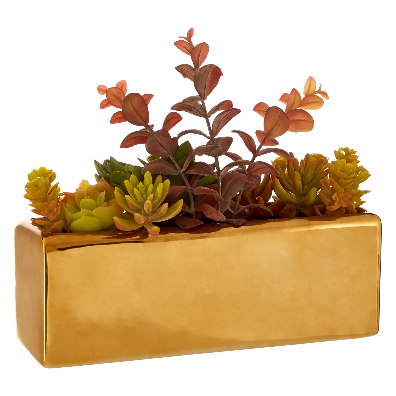 fake succulents in gold pots Fiori Mixed Succulents with Ceramic Gold Pot