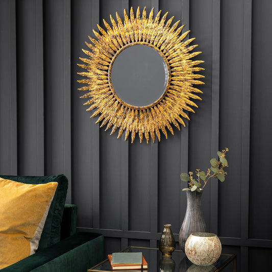 Quill Gold Feather Mirror 62cm
