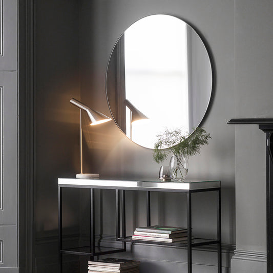 Hayle Black Round Mirror 100cm