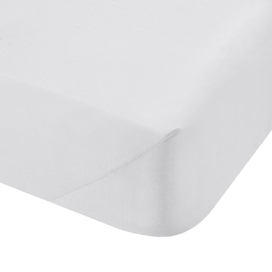 Bianca White 200TC 100% Cotton Percale Deep (32cm) Fitted Sheet