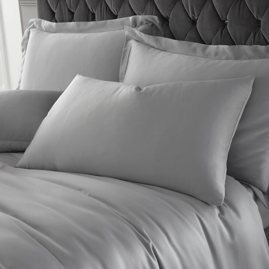 Catherine Lansfield Silver Silky Soft Satin Standard Pillowcase Pair