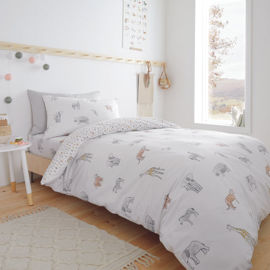 Bianca White Zoo Animals Kids 100% Cotton Duvet Set