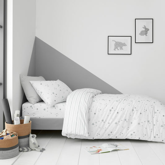 Bianca Grey Stars Kids 100% Cotton Duvet Set