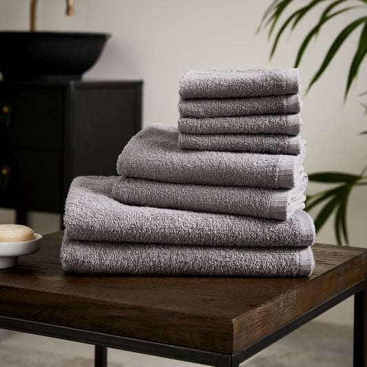 Catherine Lansfield Quick Dry Grey Cotton 8 Piece Towel Bale Set