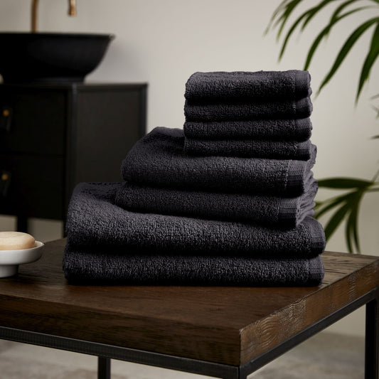 Catherine Lansfield Quick Dry Black Cotton 8 Piece Towel Bale Set