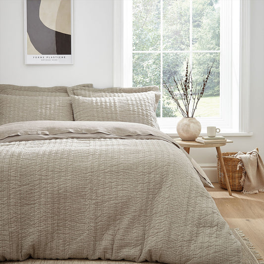 Pineapple Elephant Tamba Quilted Jersey Stripe Natural Duvet Set