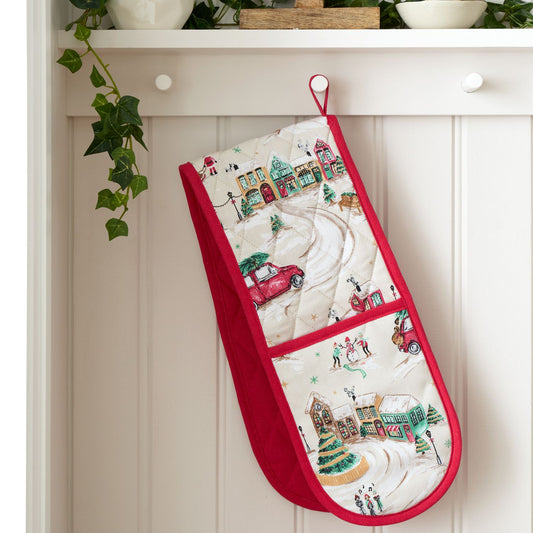 Catherine Lansfield Christmas Town Cotton Double Oven Glove