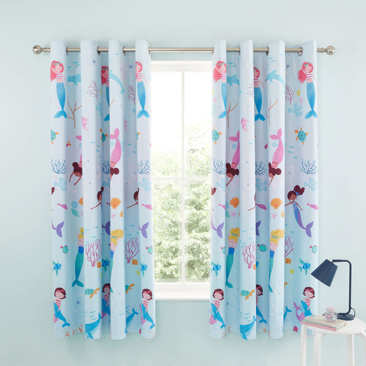 Catherine Lansfield Mermaid Ombre Reversible Eyelet Curtains