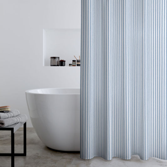 Catherine Lansfield Timeless Stripe Blue Shower Curtain