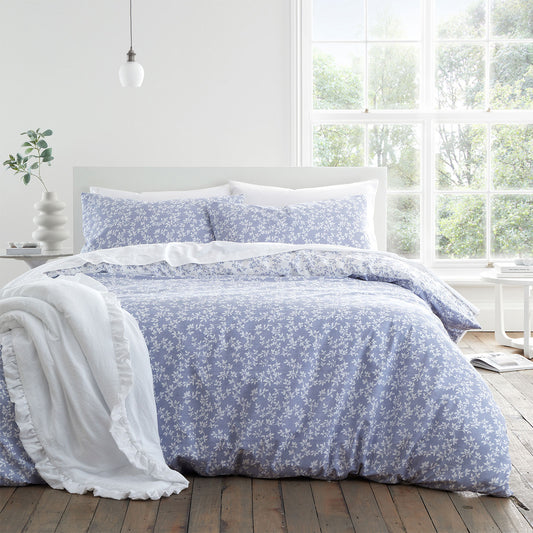 Bianca Shadow Leaves French Blue 200TC Duvet Set