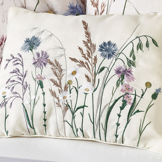 Catherine Lansfield Grasmere Lilac Floral Embroidered Cushion