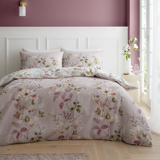 Bianca Francesca Floral Cream/Pink 200TC Cotton Reversible Duvet Set