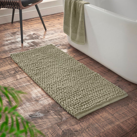 Bianca Aspen Sage Green Bobble Bath Runner