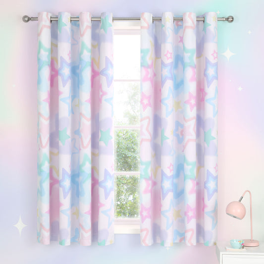 Catherine Lansfield Ombre Stars Reversible Eyelet Curtains