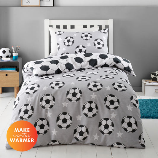 Catherine Lansfield Brushed Cotton Football Stars Reversible Duvet Set