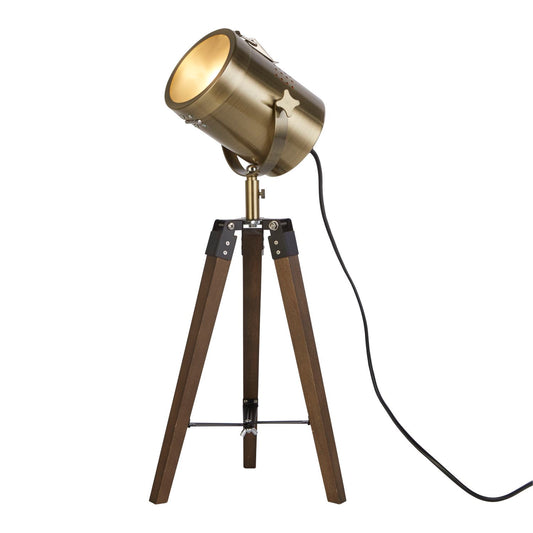 Industrial Head Antique Brass Table Lamp