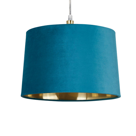 Teal Velour Velvet Tapered Drum Easy Fit Light Shade