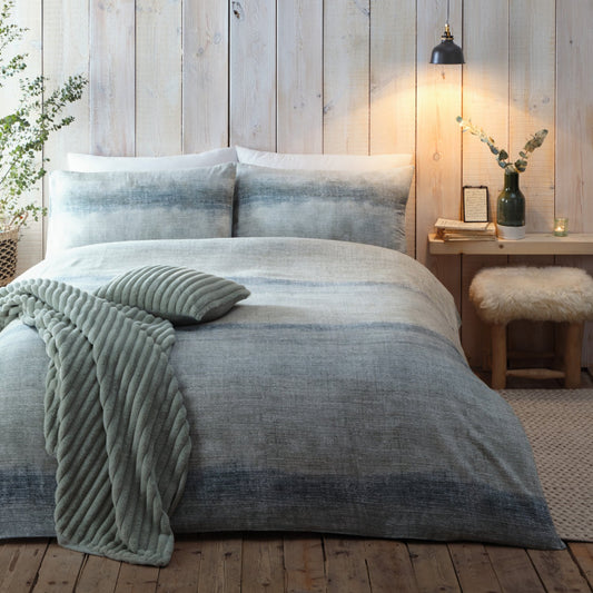 Anson Stripe Green Brushed Cotton Duvet Set