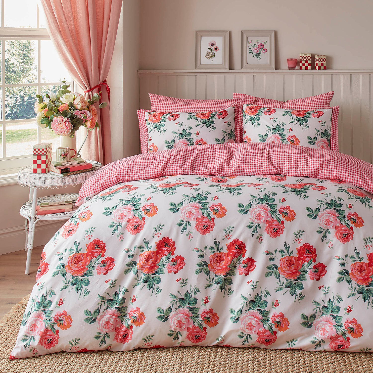 Cath Kidston Archive Rose Red 100 Cotton Duvet Set Julian Charles Home
