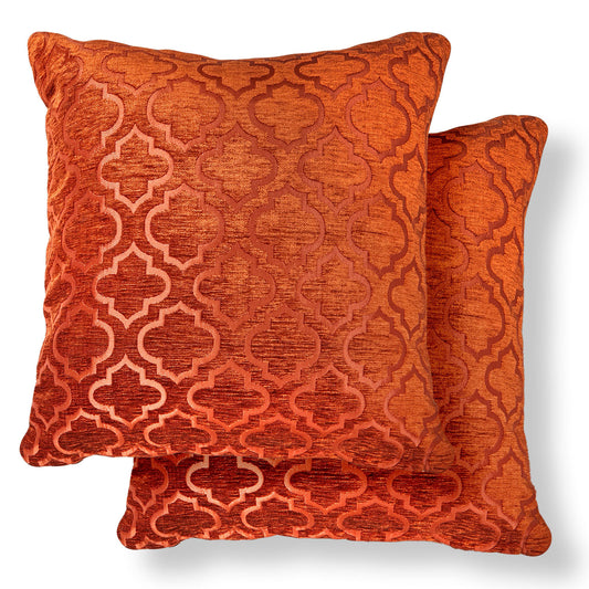 Bohemia Terracotta Geometric Cushion Covers Pair (43cm x 43cm)