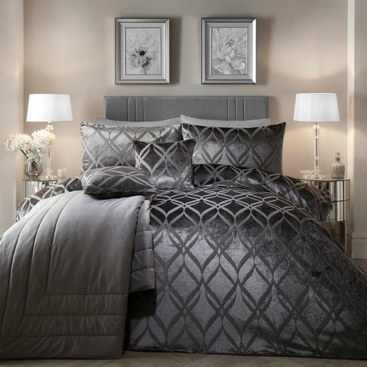 Belfort Slate Grey Velvet Duvet Set