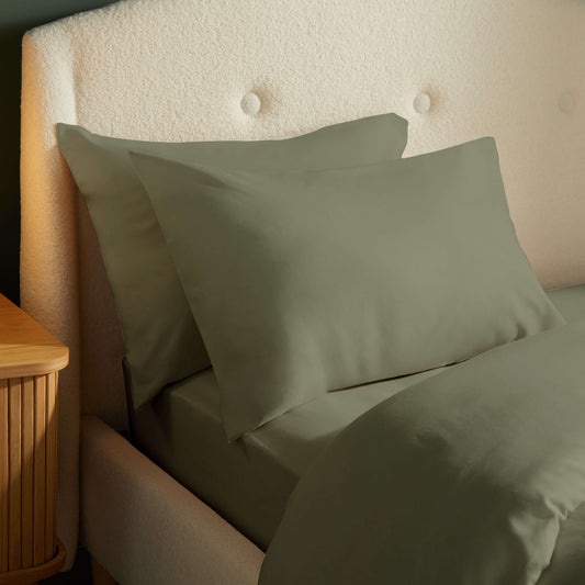 Silentnight Brushed Cotton Green Pillowcase Pair