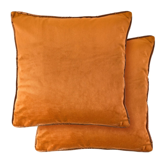 Chelsea Orange Velvet Cushion Cover Pair (43cm x 43cm)