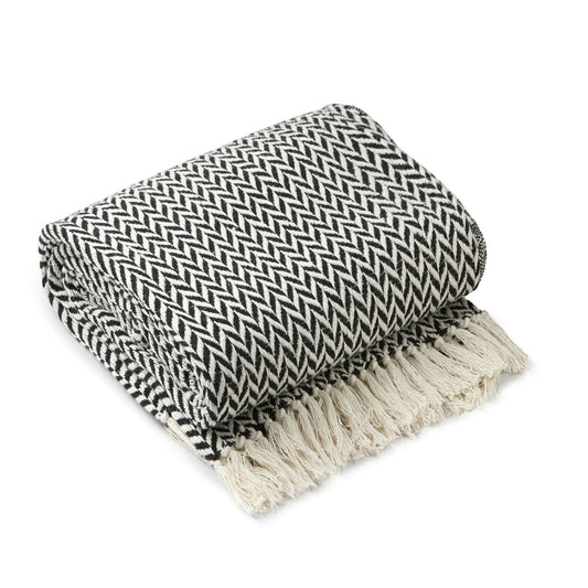 Cherokee Black Scandi Woven Recycled Cotton Throw