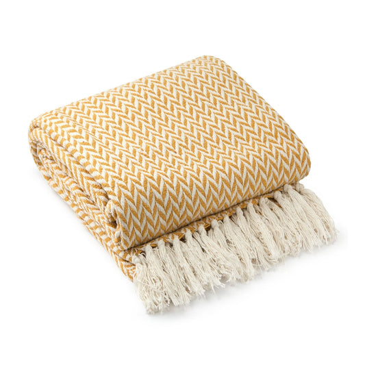 Cherokee Ochre Scandi Woven Recycled Cotton Throw