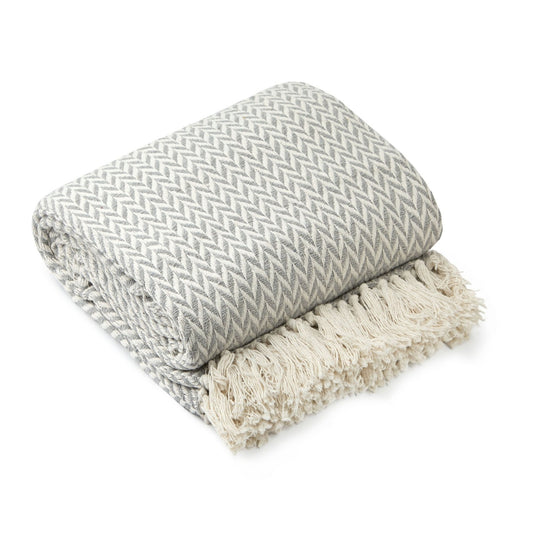 Cherokee Silver Scandi Woven Recycled Cotton Throw