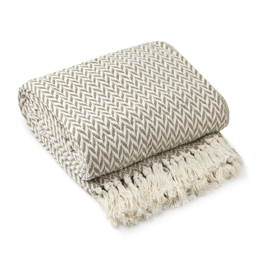 Cherokee Taupe Scandi Woven Recycled Cotton Throw