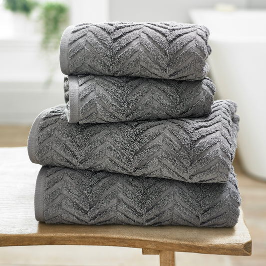 The Lyndon Company Catalonia 650GSM Sculpted Zero Twist Dark Grey Towels