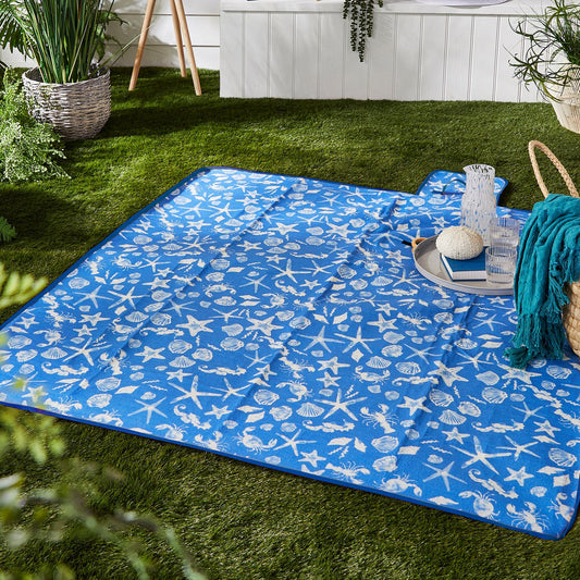 Coastal Bay Blue Picnic Blanket