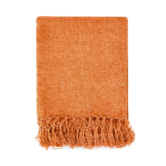 Darcy Burnt Orange Chenille Throw