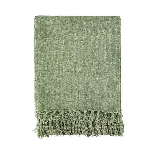 Darcy Meadow Green Chenille Throw