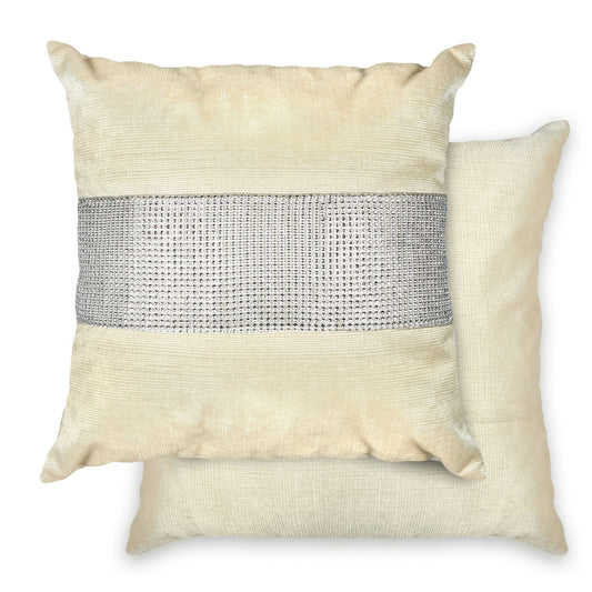 Eclat Diamante Mink Panel Velvet Cushion Cover Pair (43cm x 43cm)