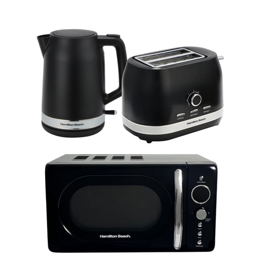 Hamilton Beach Ella Collection Black Kettle Toaster And Microwave Set