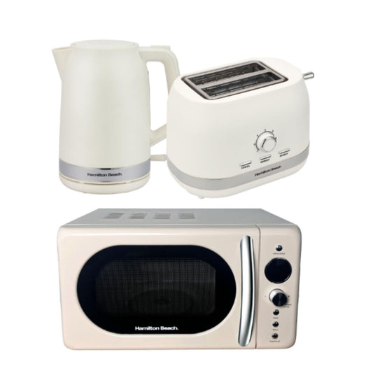 Hamilton Beach Ella Collection Cream Kettle Toaster And Microwave Set