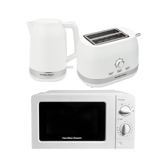 Hamilton Beach Ella Collection White Kettle Toaster And Microwave Set