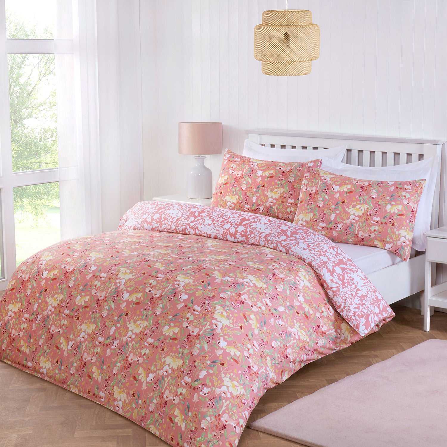 Wildflower Coral Reversible Super Soft Duvet Set Julian Charles Home