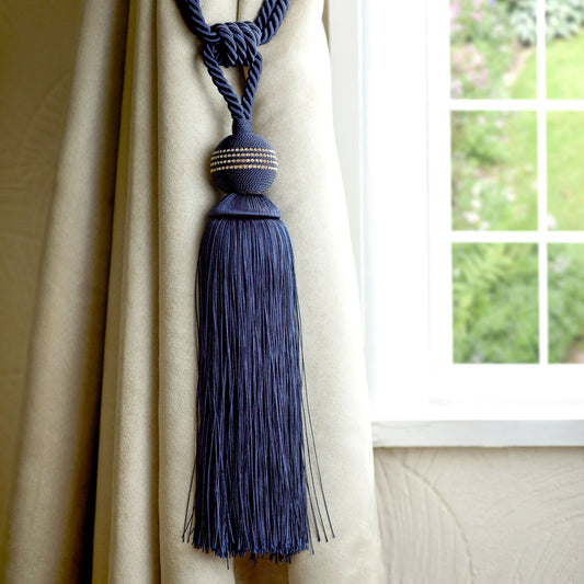 Galaxy Navy Blue Rope Tassel Curtain Tiebacks (Pair)