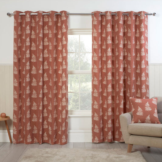 Esher Fern Terracotta Eyelet Curtain