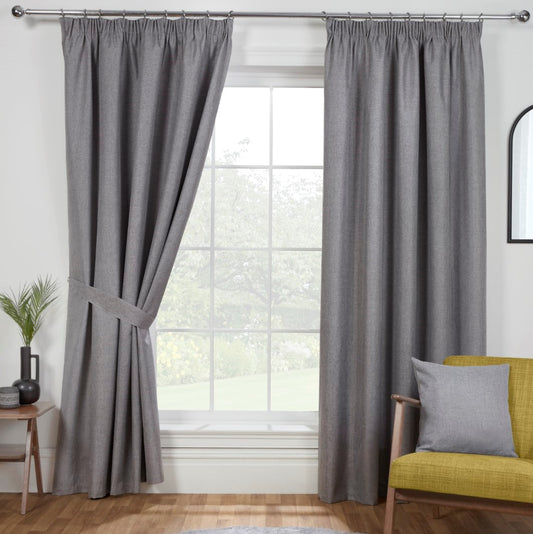 Eclipse Pewter Grey Pencil Pleat Blackout Curtains